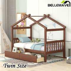 Bellemave® Wooden House Bed with 2 Drawers - Bellemave