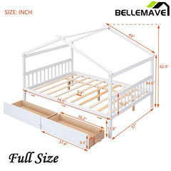 Bellemave® Wooden House Bed with 2 Drawers - Bellemave
