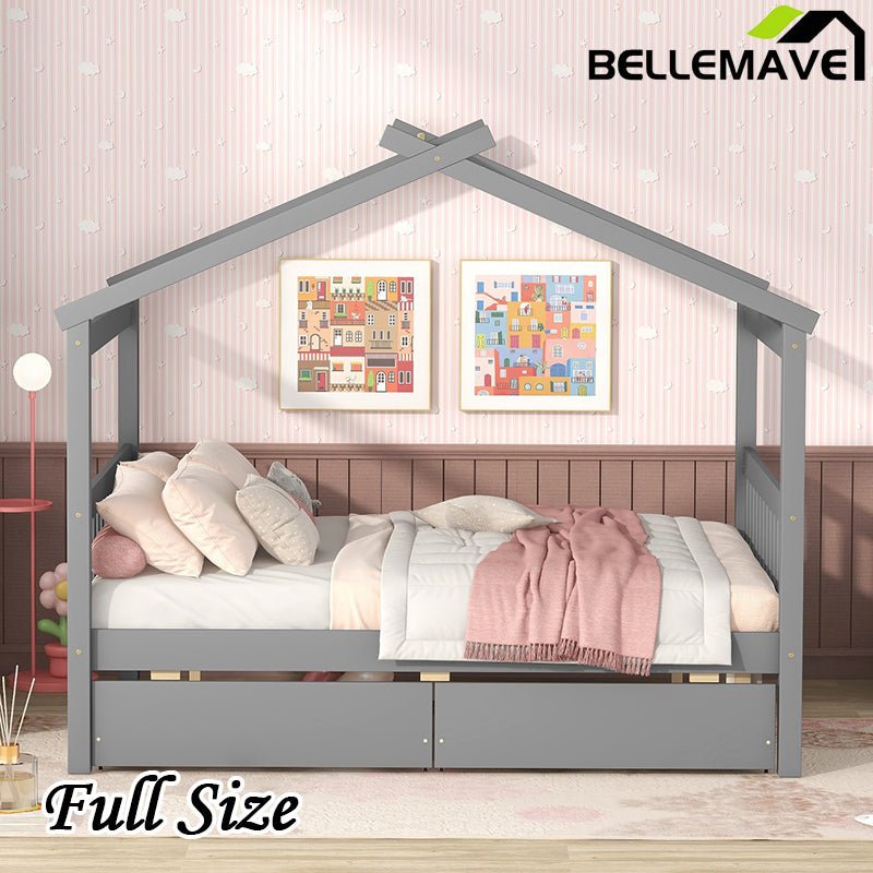 Bellemave® Wooden House Bed with 2 Drawers - Bellemave