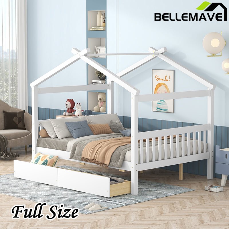 Bellemave® Wooden House Bed with 2 Drawers - Bellemave