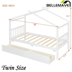Bellemave® Wooden House Bed with 2 Drawers - Bellemave