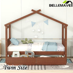 Bellemave® Wooden House Bed with 2 Drawers - Bellemave