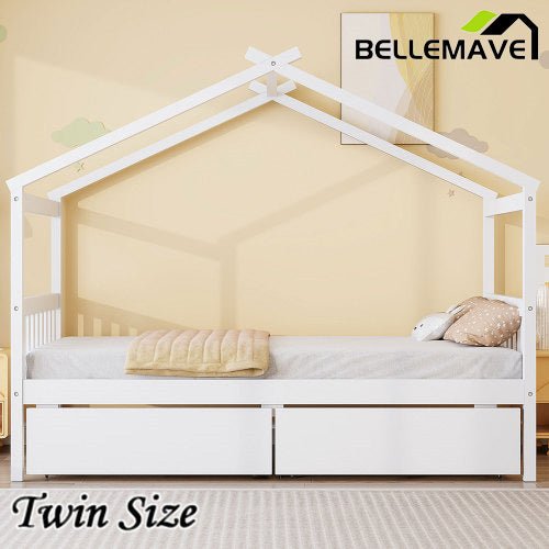 Bellemave® Wooden House Bed with 2 Drawers - Bellemave