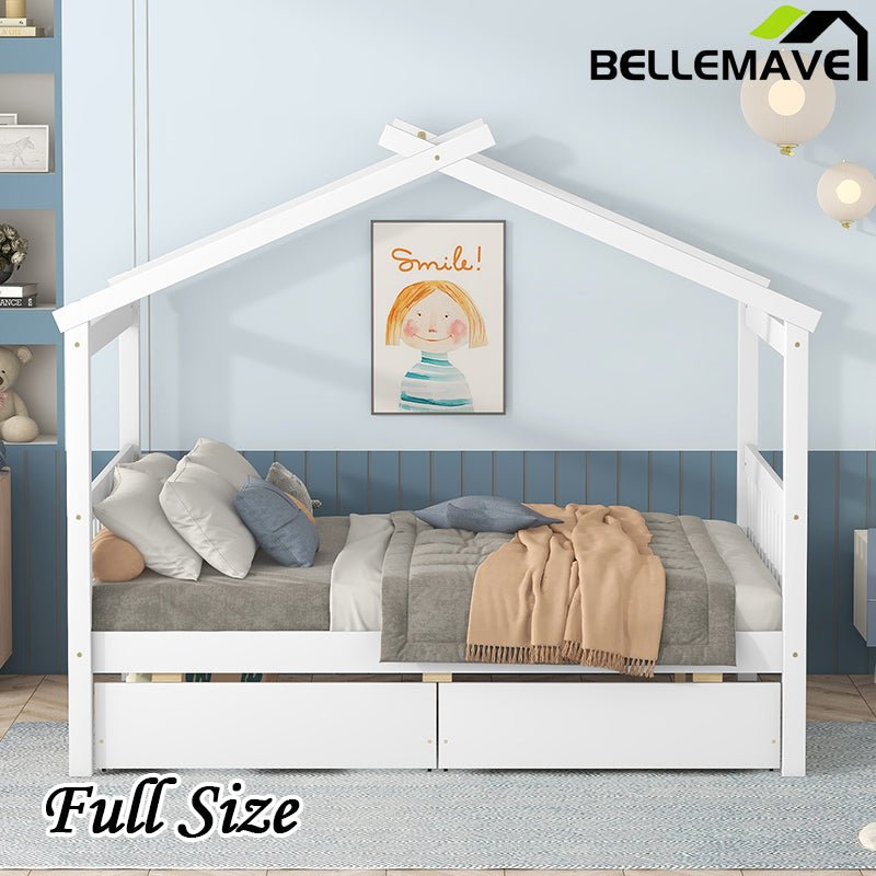 Bellemave® Wooden House Bed with 2 Drawers - Bellemave