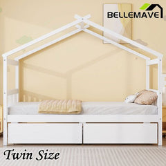 Bellemave® Wooden House Bed with 2 Drawers - Bellemave