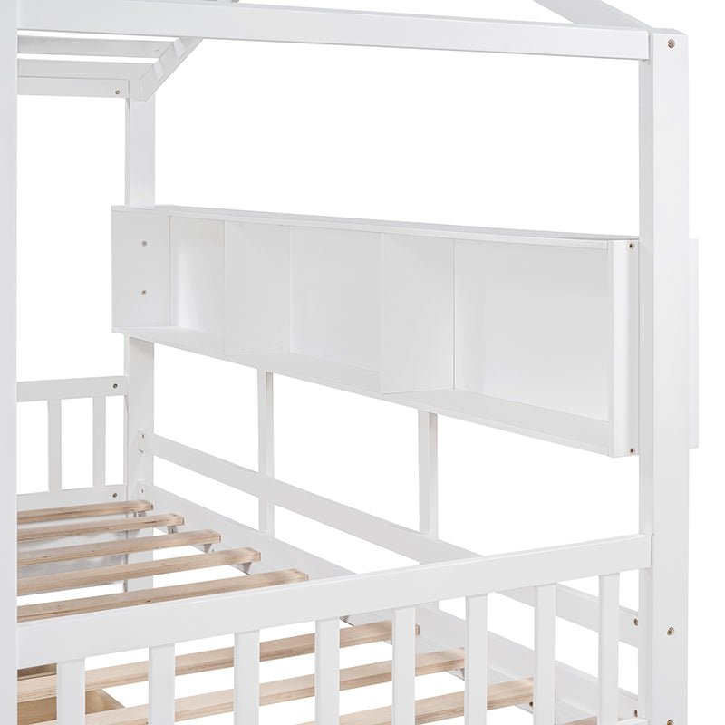 Bellemave® Wooden House Bed with 2 Drawers and Storage Shelf - Bellemave