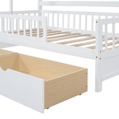Bellemave® Wooden House Bed with 2 Drawers and Storage Shelf - Bellemave