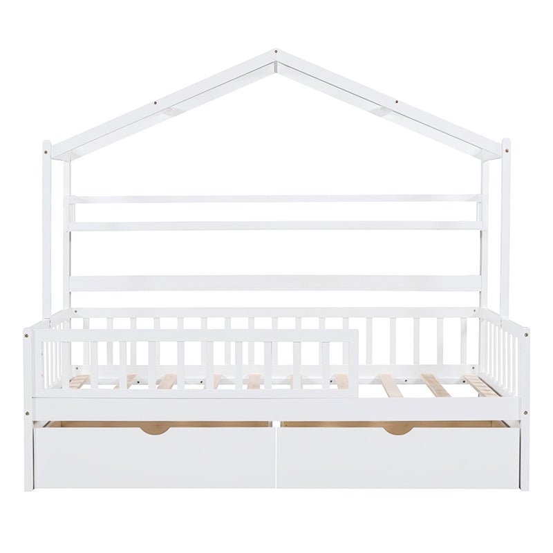 Bellemave® Wooden House Bed with 2 Drawers and Storage Shelf - Bellemave