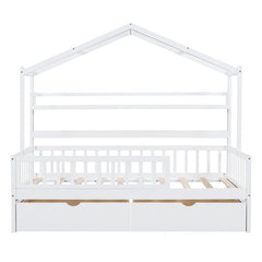 Bellemave® Wooden House Bed with 2 Drawers and Storage Shelf - Bellemave