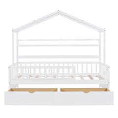 Bellemave® Wooden House Bed with 2 Drawers and Storage Shelf - Bellemave