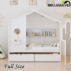 Bellemave® Wooden House Bed with 2 Drawers and Storage Shelf - Bellemave