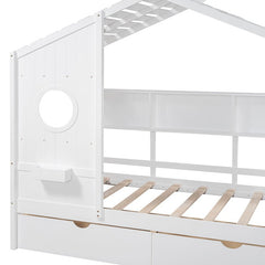 Bellemave® Wooden House Bed with 2 Drawers and Storage Shelf - Bellemave