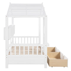 Bellemave® Wooden House Bed with 2 Drawers and Storage Shelf - Bellemave