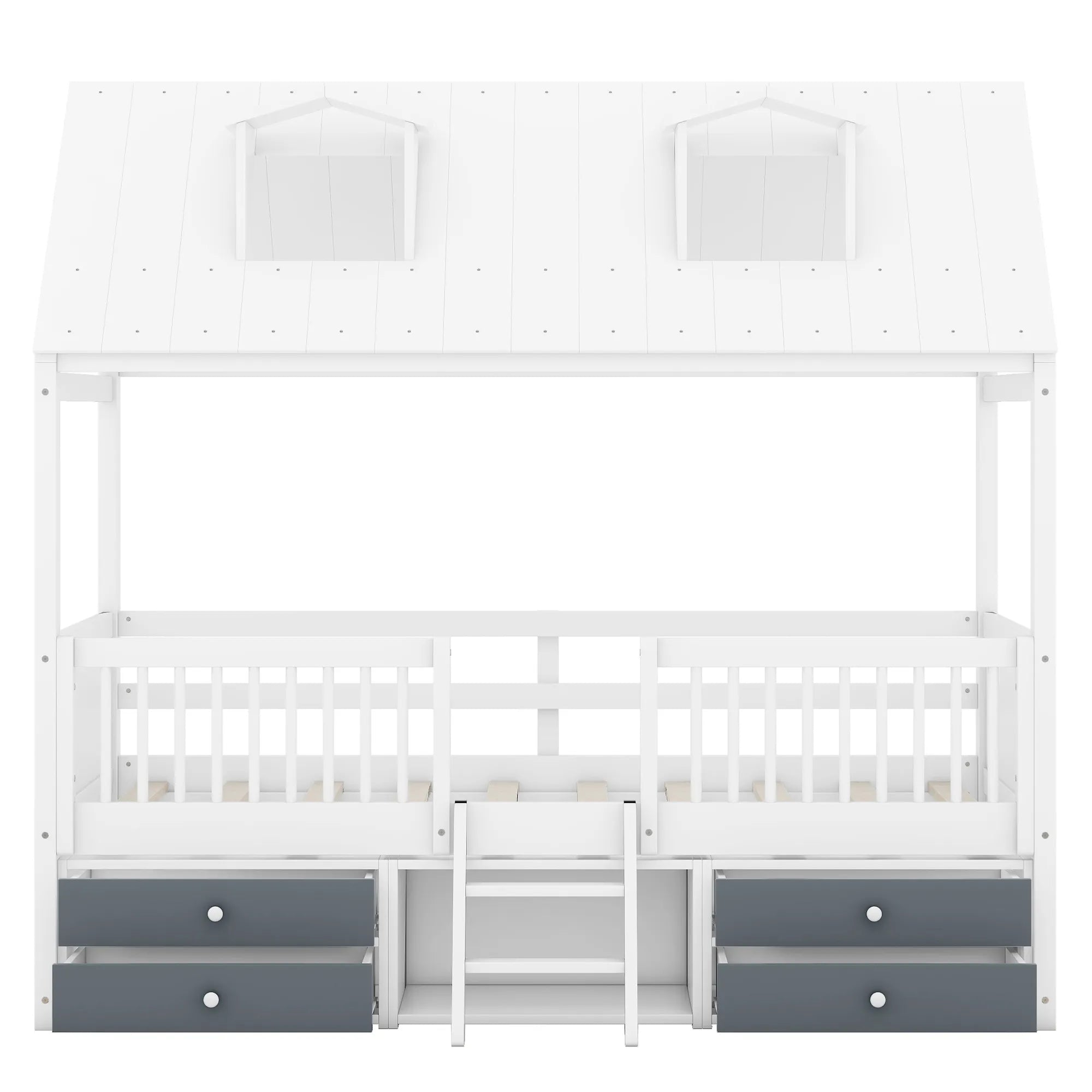 Bellemave® Wooden House Bed with 4 Drawers and Safety Guardrails - Bellemave