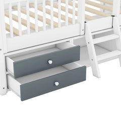 Bellemave® Wooden House Bed with 4 Drawers and Safety Guardrails - Bellemave