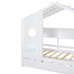 Bellemave® Wooden House Bed with Trundle and Storage Shelf - Bellemave