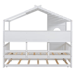 Bellemave® Wooden House Bed with Trundle and Storage Shelf - Bellemave