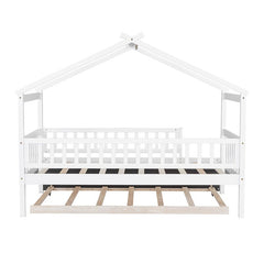 Bellemave® Wooden House Bed with Trundle Bed - Bellemave