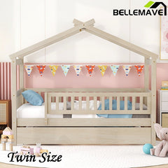 Bellemave® Wooden House Bed with Trundle Bed - Bellemave