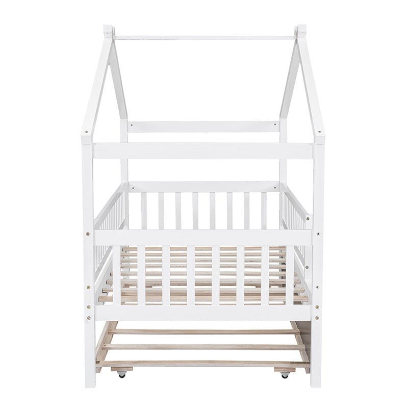 Bellemave® Wooden House Bed with Trundle Bed - Bellemave