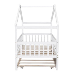 Bellemave® Wooden House Bed with Trundle Bed - Bellemave
