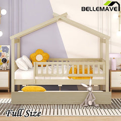Bellemave® Wooden House Bed with Trundle Bed - Bellemave