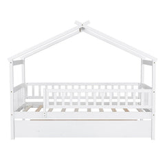 Bellemave® Wooden House Bed with Trundle Bed - Bellemave