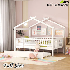 Bellemave® Wooden House Bed with Trundle Bed - Bellemave