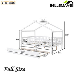 Bellemave® Wooden House Bed with Trundle Bed - Bellemave
