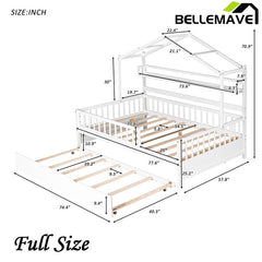 Bellemave® Wooden House Bed with Trundle Bed - Bellemave