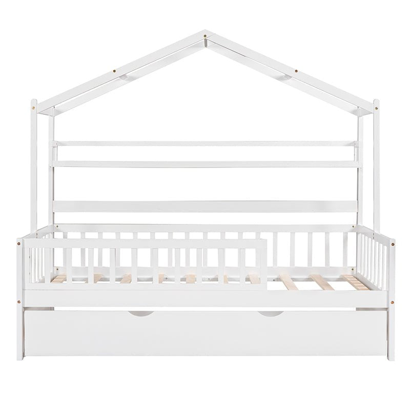 Bellemave® Wooden House Bed with Trundle Bed - Bellemave