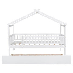 Bellemave® Wooden House Bed with Trundle Bed - Bellemave