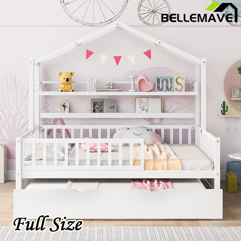 Bellemave® Wooden House Bed with Trundle Bed - Bellemave
