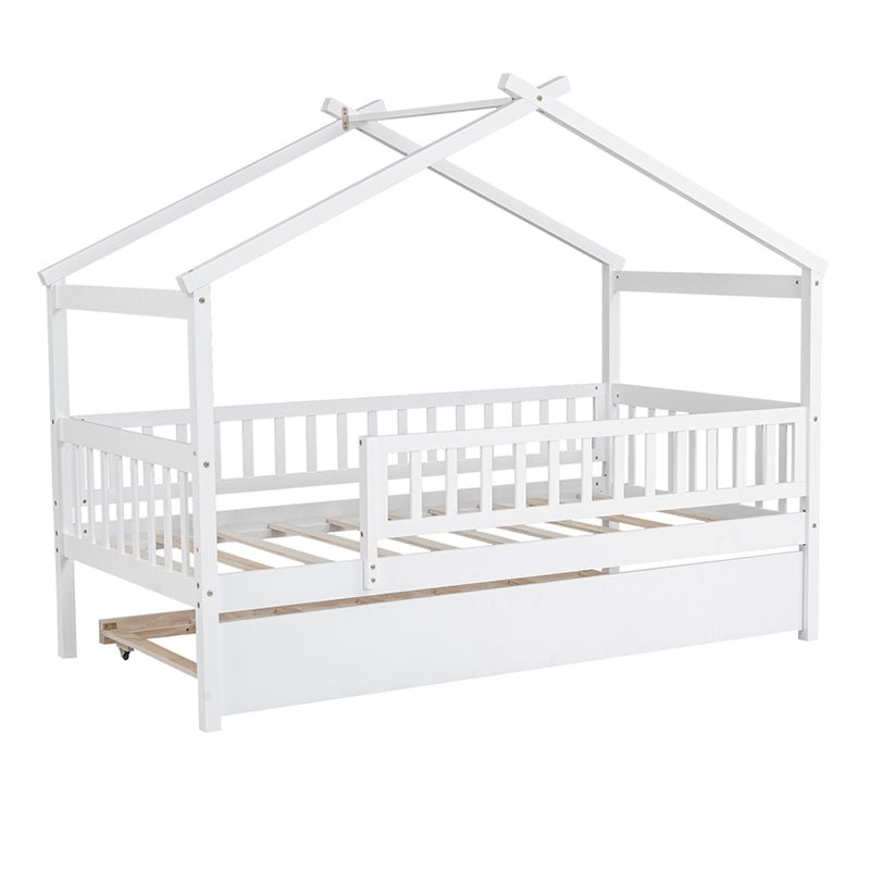 Bellemave® Wooden House Bed with Trundle Bed - Bellemave