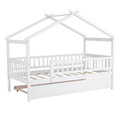 Bellemave® Wooden House Bed with Trundle Bed - Bellemave