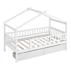 Bellemave® Wooden House Bed with Two Drawers - Bellemave