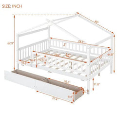 Bellemave® Wooden House Bed with Two Drawers - Bellemave