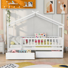 Bellemave® Wooden House Bed with Two Drawers - Bellemave