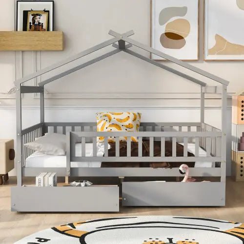 Bellemave® Wooden House Bed with Two Drawers - Bellemave