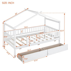 Bellemave® Wooden House Bed with Two Drawers - Bellemave
