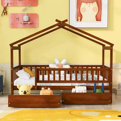Bellemave® Wooden House Bed with Two Drawers - Bellemave