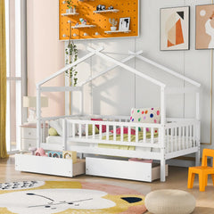 Bellemave® Wooden House Bed with Two Drawers - Bellemave