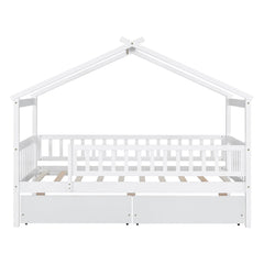 Bellemave® Wooden House Bed with Two Drawers - Bellemave