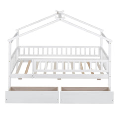 Bellemave® Wooden House Bed with Two Drawers - Bellemave