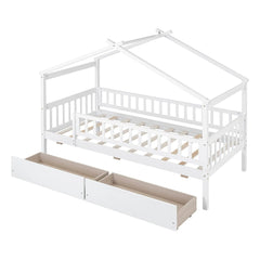 Bellemave® Wooden House Bed with Two Drawers - Bellemave