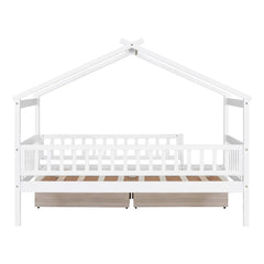 Bellemave® Wooden House Bed with Two Drawers - Bellemave