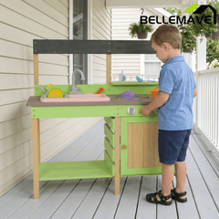 Bellemave® Wooden Kids Kitchen Playset, Indoor/Outdoor Kitchenette with Water Play & Cooking Toys for Toddlers 3 - 8 - Bellemave
