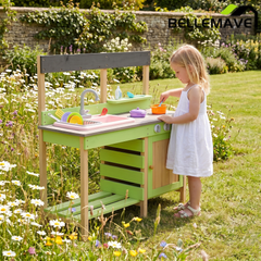 Bellemave® Wooden Kids Kitchen Playset, Indoor/Outdoor Kitchenette with Water Play & Cooking Toys for Toddlers 3 - 8 - Bellemave