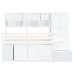 Bellemave® Wooden Loft Bed Big Storage with Under - bed Desk, Drawers and Shelves - Bellemave