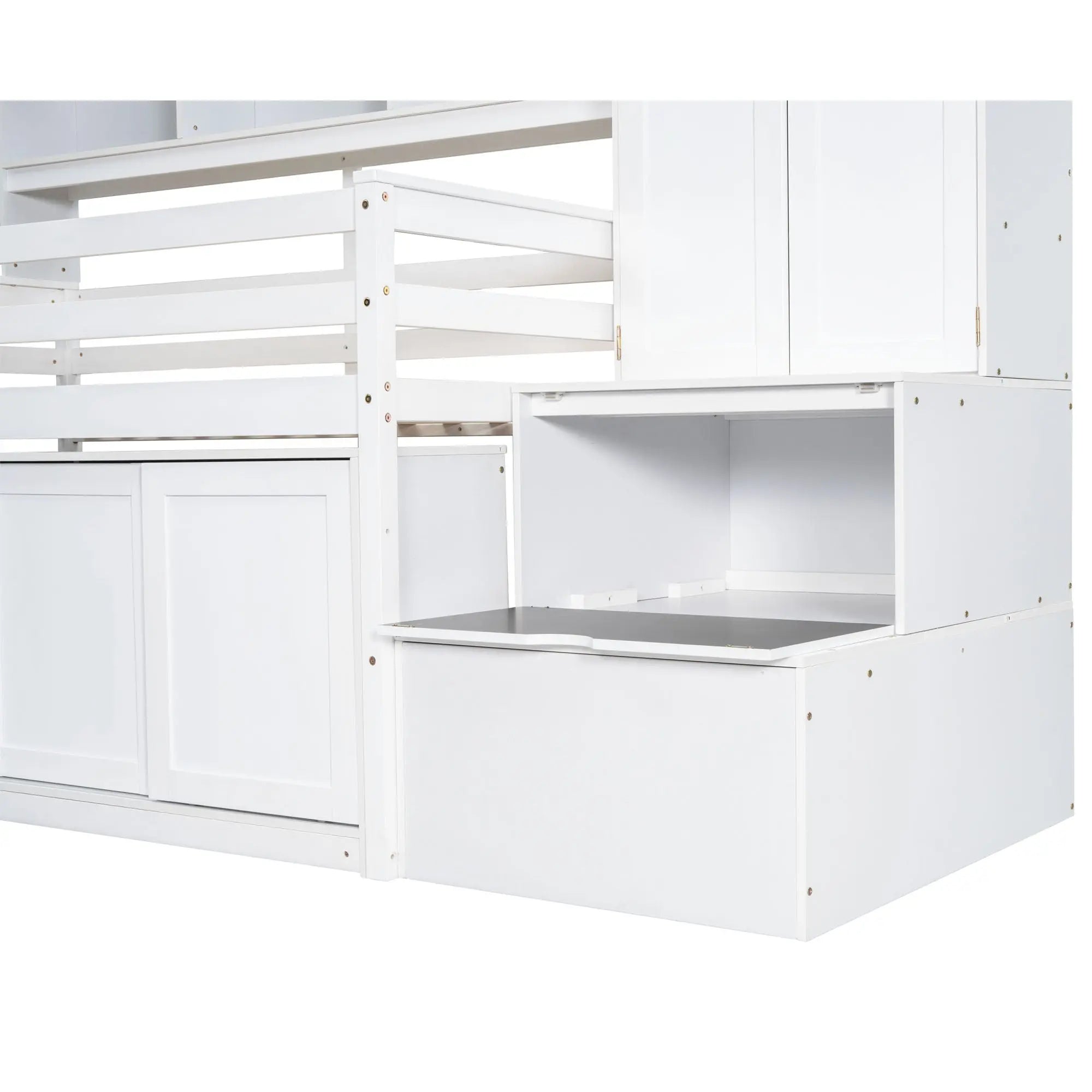 Bellemave® Wooden Loft Bed Big Storage with Under - bed Desk, Drawers and Shelves - Bellemave